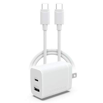 HyperGear 30W Dual Port USB-C + USB-A Wall Charger Travel Hub - White