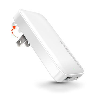 HyperGear 25W Ultra-Slim Dual Port A + C Wall Travel Charger w/ Folding Prongs