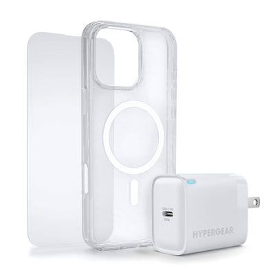 iPhone 16 Pro Max HyperGear Accessory Bundle - 20W Hub, Glass, Case w/ Magsafe