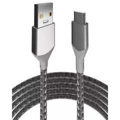 3 ft USB Type C To USB Type A Cable (AmpSentrix) (Infinity) (Silver)